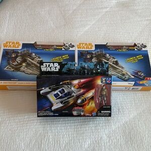 Two Star Wars Star Destroyer Slam & Race Launchers and Wing Scout Bomber